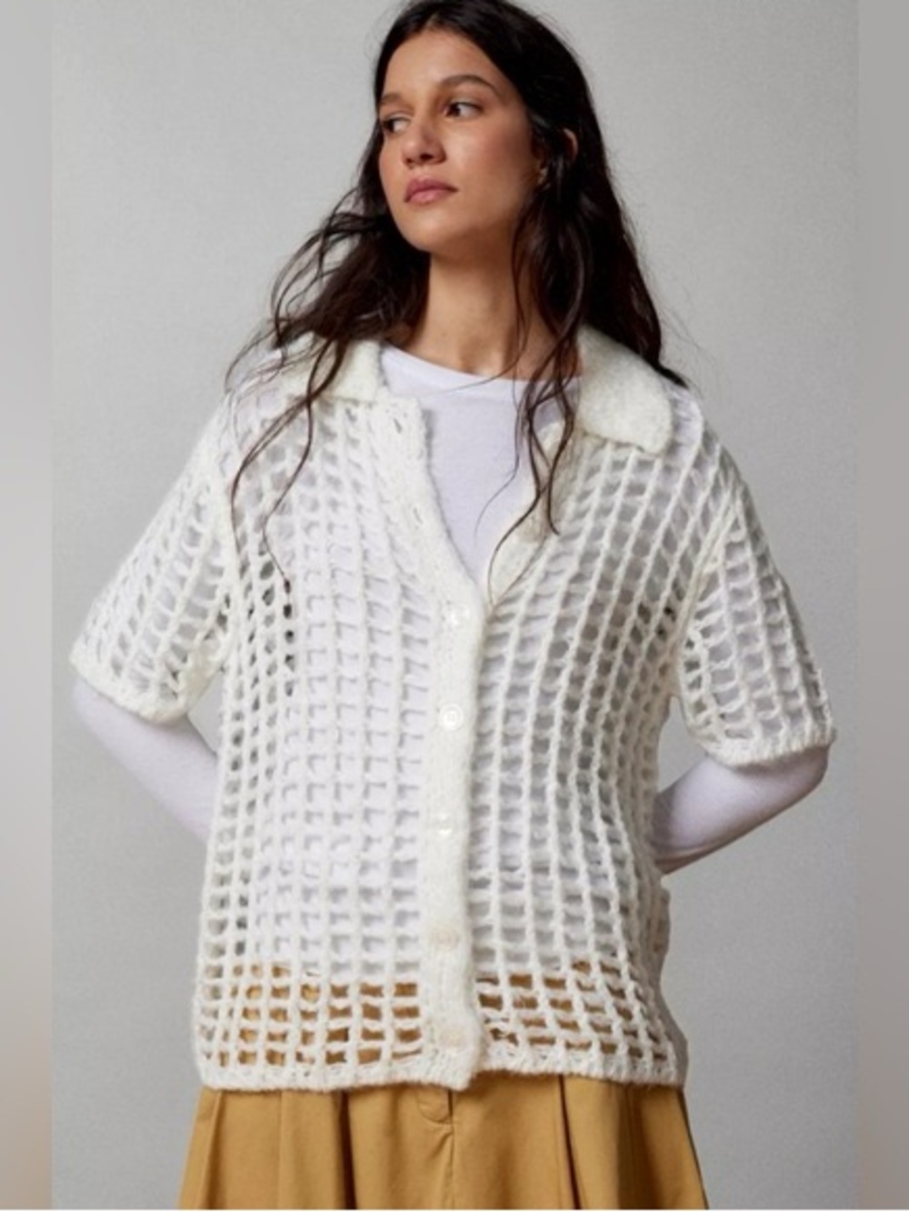 BDG Osaka Open-Knit Polo Sweater NWT